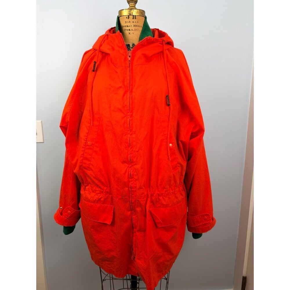 Vintage Polo By Ralph Lauren Orange Hooded Parka With Detachable Liner Mens XL